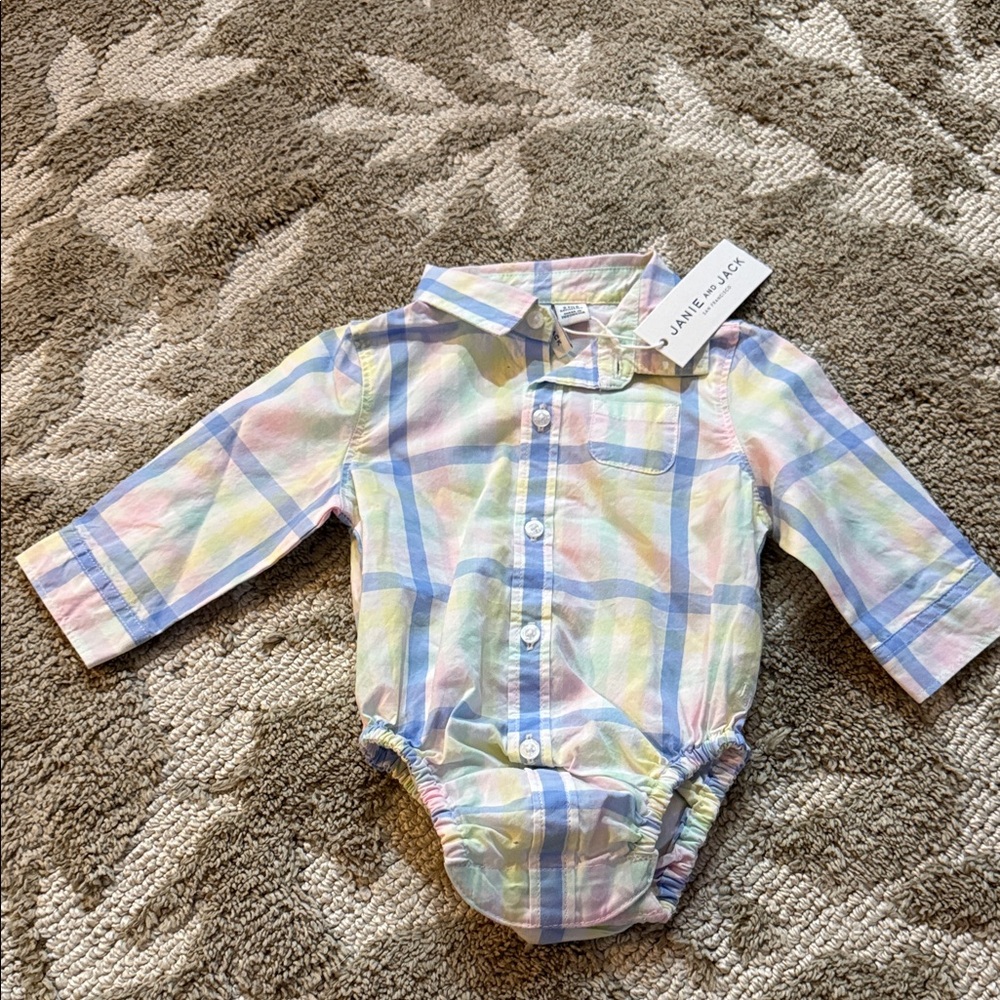 Janie and Jack Pastel Plaid Baby Onesie